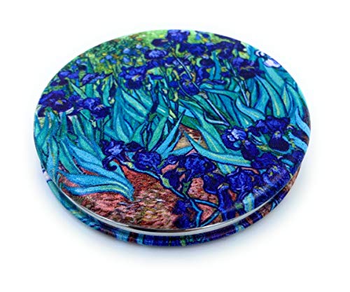Van Gogh Irises Pocket Mirror for Women - Compact Travel Makeup Mirror with 2x Magnification - Artistic Gift