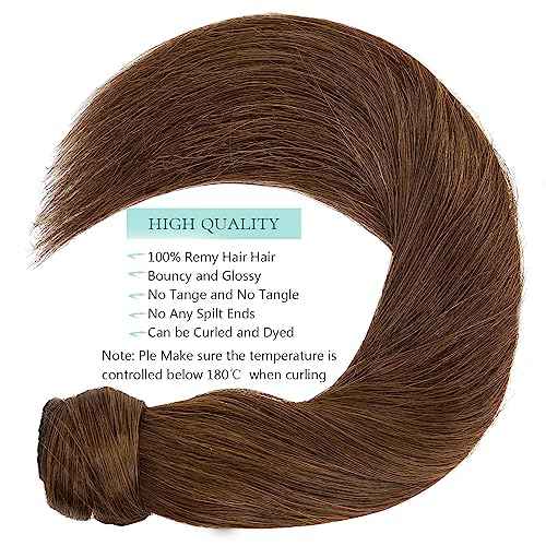 Loxxy Human Hair Ponytail Wrap Around Ponytail Extension Real Human Hair Chocolate Brown Clip in Pony Tails Hair Extensions Human Hair Long Straigth with Magic Paste 16 Inch 80g