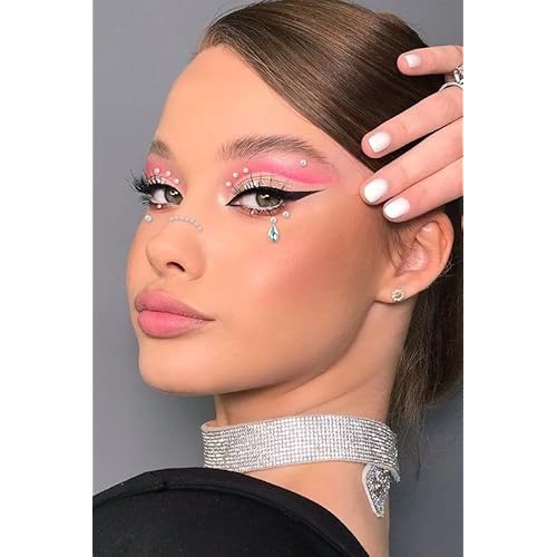 6PCS Self Adhesive Face Gems Stickers Face Glitter Rhinestone Face Jewels for Women Cute Face Hair Nail Body Gems for Valentine's Day Rave Makeup Accessories