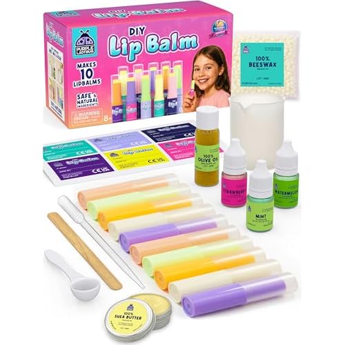 PURPLE LADYBUG DIY Lip Balm Making Kit - Easter Gifts for Kids Idea for 8-12 Tweens & Teens, Birthday Gifts for 9 10 Year Old Girls - Fun 10 Year Old Girl Gifts, Make Your Own Lip Balm with 3 Flavors