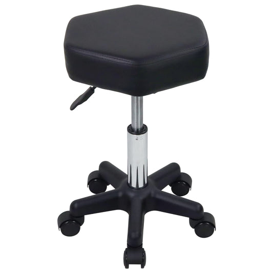 FURWOO Hexagon Rolling Stool Height Adjustable Stool with Wheels for Spa Salon Massage Black