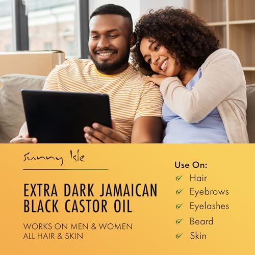 Sunny Isle Extra Dark Jamaican Black Castor Oil, 8 fl. oz. | 100% Natural High Potency Treatment for Hair, Scalp