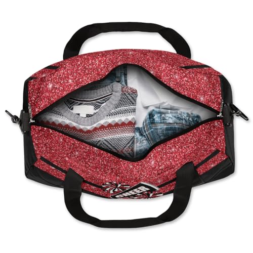 Kids Red Glitter Duffel Bag for Sports & Travel - OMFUNS