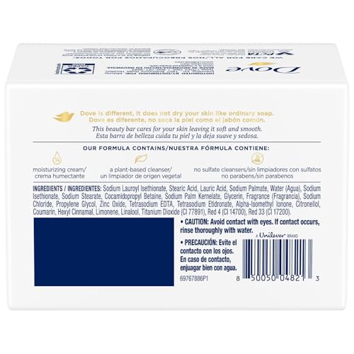 Dove Pink Beauty Bar Soap, Deep Moisture Cleanser, 3.17 oz Each, 4 Bars