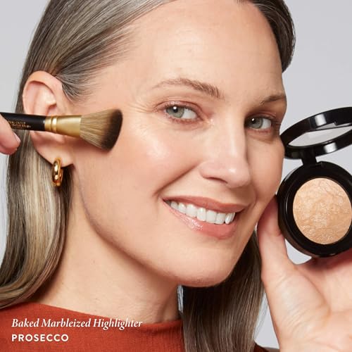 LAURA GELLER NEW YORK Baked Marbleized Highlighter, Prosecco - Radiance Enhancing Makeup - Powder Highlighter Face Makeup