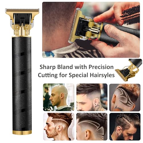 Cordless Hair Clipper, Beard Trimmer for Men, Rechargeable T-Blade Grooming Kit with Makeup Pouch for Home & Travel Gifts for Men