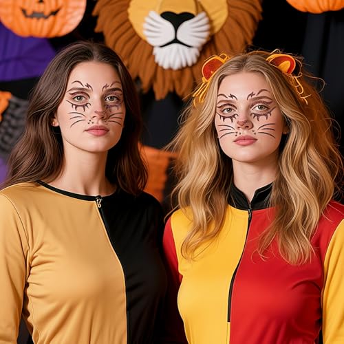 QDTK Lion Face Stickers Glitter Lion Face Gems Face Jewels Self-Adhesive Animals Temporary Tattoos Stickers for Face Eyes Halloween Cosplay Party Makeup Supplies 2Pcs