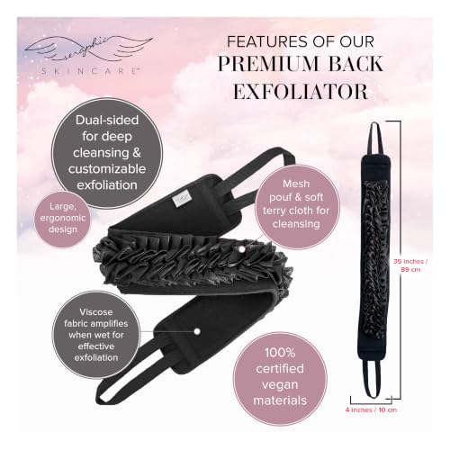 Dual-Sided Back Exfoliator & Scrubber for Shower - Vegan Viscose & Mesh