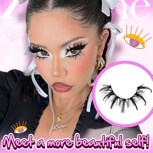 Manga Cat Eye False Eyelashes D-Curly Dramatic 12-20MM 9 Pairs