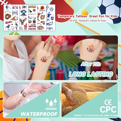 Kids Temporary Tattoos 50 Sheets - 300+ Styles Sports & Transportation