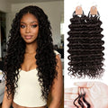 Deep Wave Crochet Hair - Pre-Separated Human Hair for Black Women, 18 Inch, Dark Brown