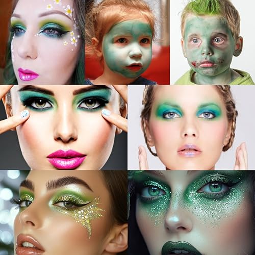 16-Color Green Eyeshadow Palette - Matte & Shimmer Makeup
