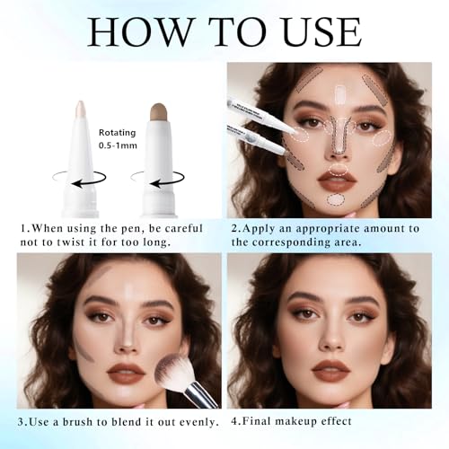 HOSAILY Dual Ended Contour & Highlighter Stick - Cool Toned, Long Lasting, 01
