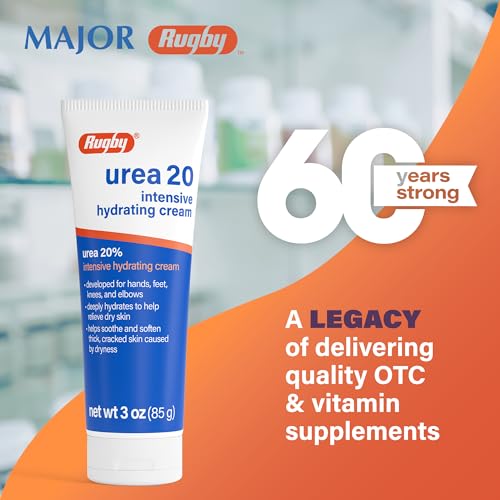 Rugby Urea 20% Intensive Hydrating Cream - 3 Oz for Dry Skin Relief