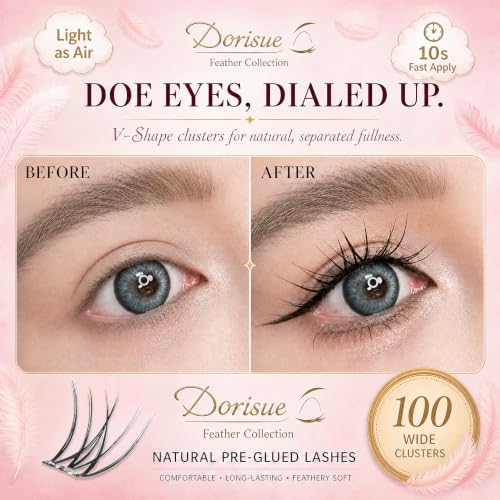 Pre-Glued Y-Shape Lash Clusters 9-16mm D Curl Self Adhesive