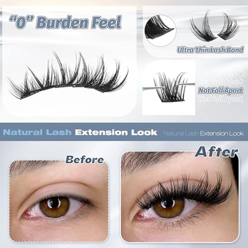 ALICE Wispy 01 Short 10-14mm Cluster Eyelashes – 0.07D DIY Lash Extensions