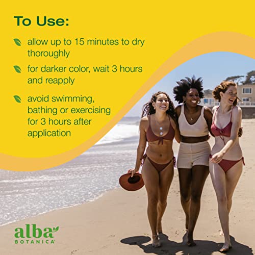 Alba Botanica Sunless Tanner, Self-Tanning Lotion for Face and Body, Golden Tanning without the Sun, Non-Streaking and Natural Looking Self-Tanner, 4 oz. Tube (Pack of 2)