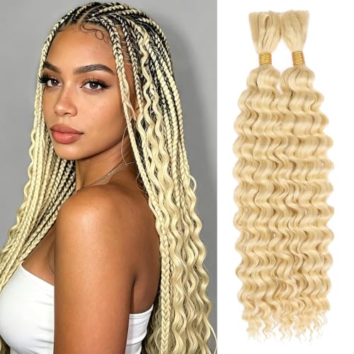 613 Blonde Human Hair Bundles 28 Inch Deep Wave Virgin