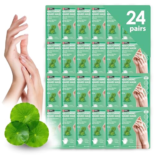 Innerest 24 Pairs Original Derma Beauty Hand Mask Bulk, Moisturizing Hand Gloves for Dry Hands, Nail Care Essential (Cica)