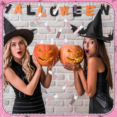Siifert 20 Pcs Cute Pink Halloween Lip Balm Favors with Ghost Prints - Variety of 10 Flavors, Moisturizing & Travel-Friendly