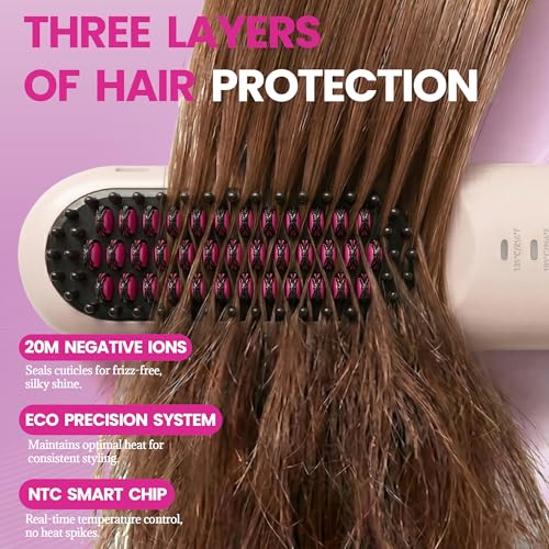 GEVOODIX Cordless Hair Straightening Comb - Mini Travel Brush