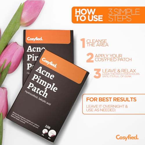Cosyfied Acne Pimple Patch- Invisible Spot Cover for Face- Hydrocolloid Acne Pimple Patch for Covering Zits, Blemishes-Korean Skincare Tea Tree & Essential oils Spot Treatment-Acne Patches (108 dots)