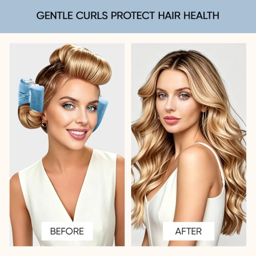 Togayu Heatless Curls Overnight Hair Set - Blue Velvet Jumbo Curlers