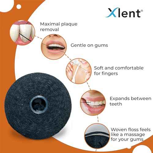 Xlent Expandable Floss Treated Activated Charcoal, Xylitol Natural Based Wax (Cinnamon, Pack of 3 (Refills Only))