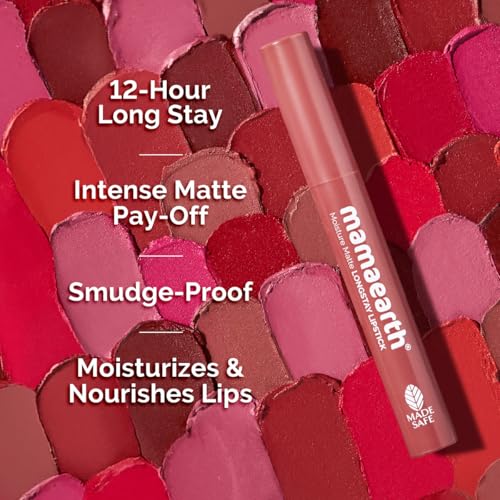 Mamaearth Moisture Matte Lipstick (01 - Carnation Nude) | Infused with Vitamin E | 12-Hour Long Stay & 8-Hour Moisture Lock | Cruelty-Free & Smudge-Proof | 0.07 Oz/2g