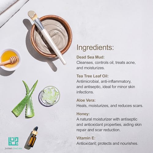Juman Tea Tree Face Mask | Ideal for Oily Skin & Acne | Purifying Dead Sea Mask | Purify and Hydrates | Face Mask for Oily and Acne Prone Skin | SLS & Paraben Free | 50g (Pack of 1)