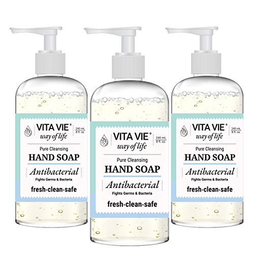 Liquid Hand Soap, Antibacterial Hand Wash With Hazel, Willow Bark Extract and Tea Tree Oil, Gentle and Non Drying for Everyday Use, Vegan, Paraben and Alcohol Free, Non GMO, 8 Fl Oz, 3 Pack
