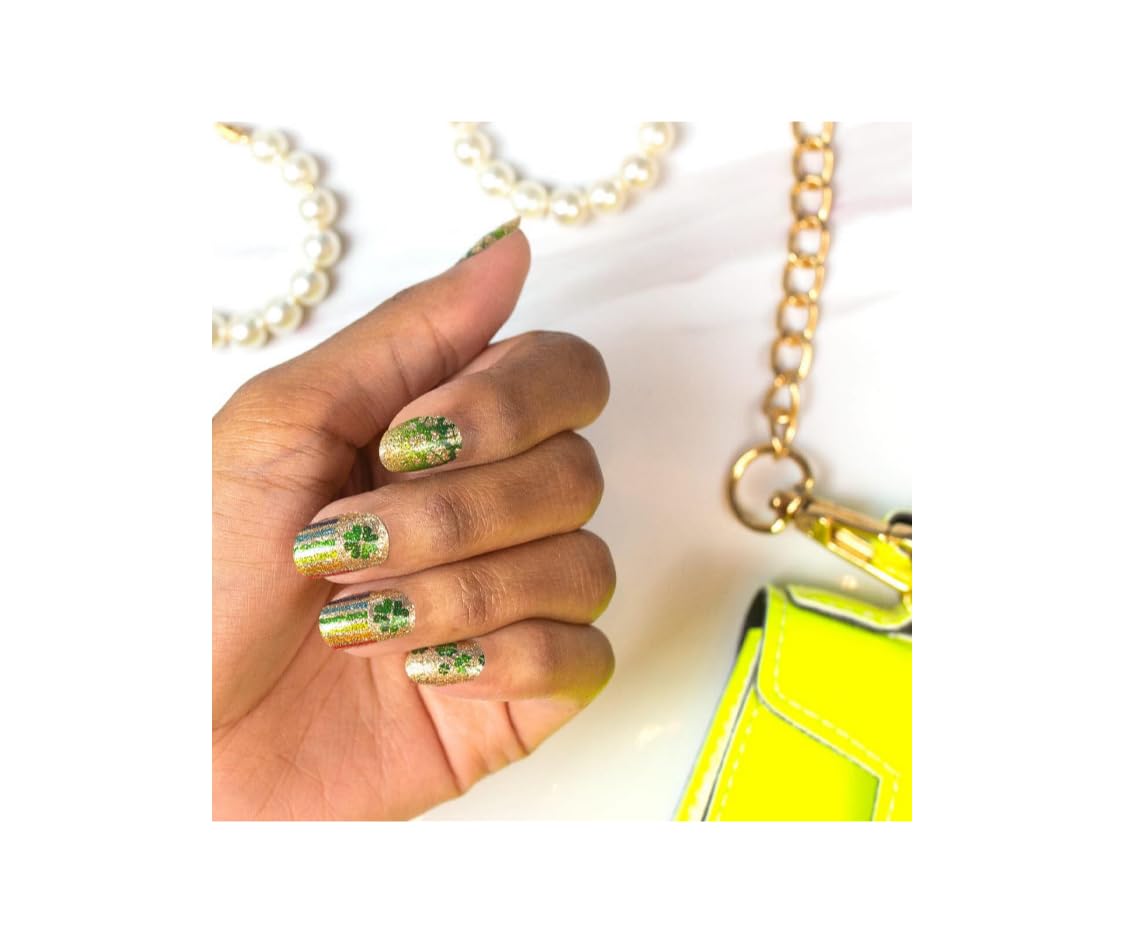 Clover Takeover - Color Street Nail Strips, Gold & Green (FDG310)