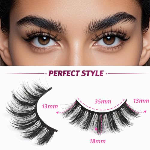 Veleasha Lashes Wispy False Lashes Strips Natural Fluffy Eyelashes 18mm 3D Fuax Mink False Eyelashes Soft Lightweight Strip Lashes Manga Fake Eyelashes 10 Pairs Pack (V07)