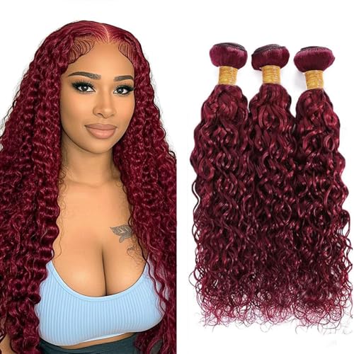 99J Burgundy Brazilian Water Wave Hair Bundle 22-26 Inch