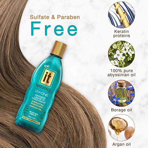 12-in-One Amazing Leave-In Hair Treatment - Infused with Keratin and Argan Oil for Silky Soft Hair and Added Shine - Conditioner Strengthens and Protects Dry & Damaged Hair - It Naturals
