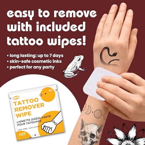 Savvi 25 Gothic Temporary Tattoos with Remover Wipes