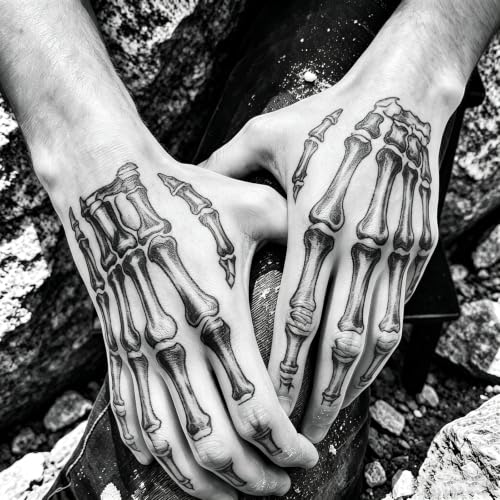 Skeleton Hand Temporary Tattoos - 4 Pairs, Waterproof