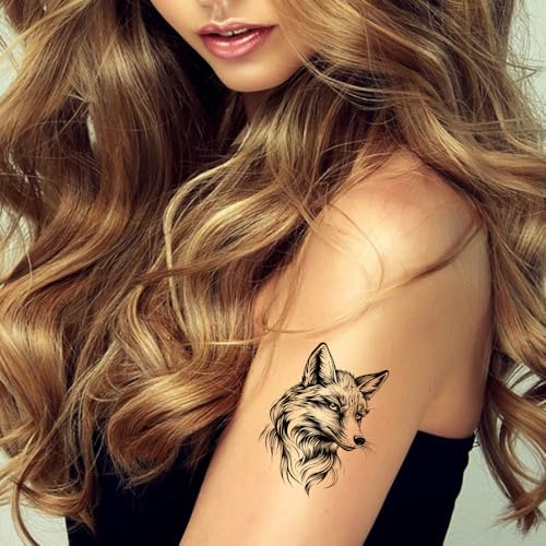 Wolf Temporary Tattoos 12pc – Black & White Sketch Armband