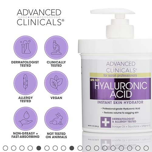 Advanced Clinicals Retinol Cream + Hyaluronic Acid Lotion Face & Body Skin Care. Anti Aging Dry Skin Rescue Creams Reduce Appearance Of Wrinkles, Fine Lines, & Sagging Skin, 16 Oz (Pack of 2)