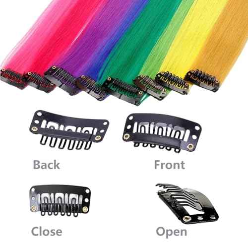 30 Pieces Wig Clips to Secure, Flat Hair Clip, Hair Extension Clip with Thread Kit, Hair Extensions Clip for Women, Bangs Hair Clip DIY Set for Kids and Pets, Black Chunni Clips