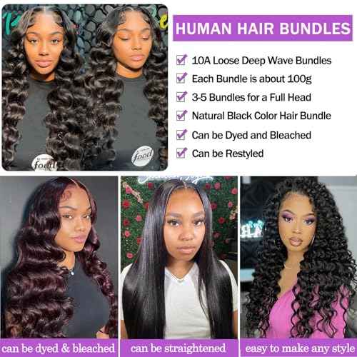 Loose Deep Wavy Bundles Closure 4x4 Closure 11A Unprocessed Virgin Human Hair Bundles with Closure