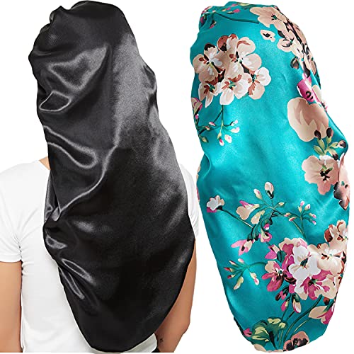 Satin Sleep Bonnet for Long Hair & Braids - 2 Pack