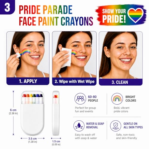 Rainbow Face Paint Sticks & Temporary Tattoo Kit, 2 Pack