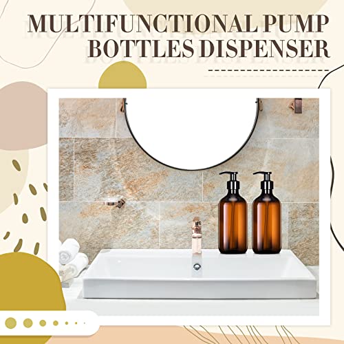 12 Pack Amber Pump Bottles 16.9 oz | Refillable Soap Dispenser