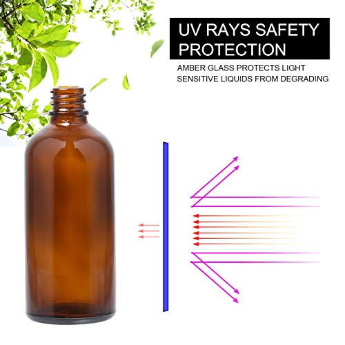 Hydior 4oz Amber Glass Spray Bottles for Essential Oils - 2 Pack Fine Mist