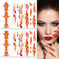 Flame Temporary Tattoo Stickers - 6 Sheets Waterproof Face Body Art