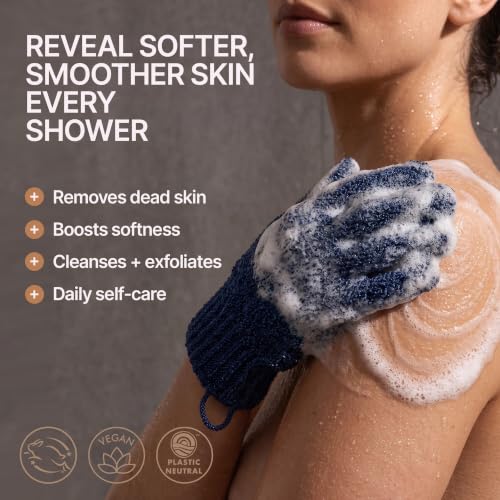 Exfoliating Gloves (4 Pack) - Remove Dead Skin & Improve Texture