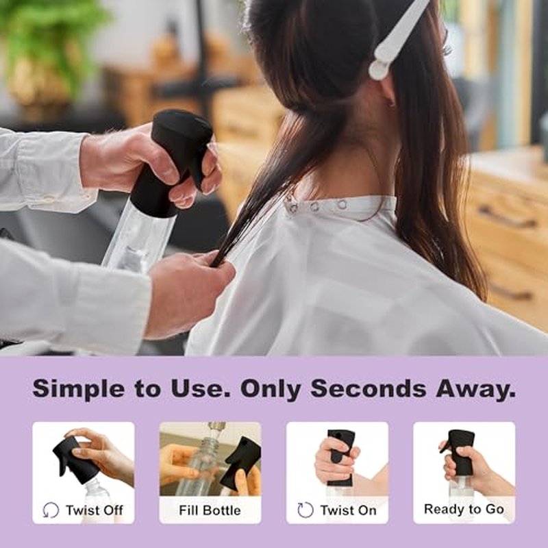 2 Pack Continuous Fine Mist Spray Bottles for Hair
