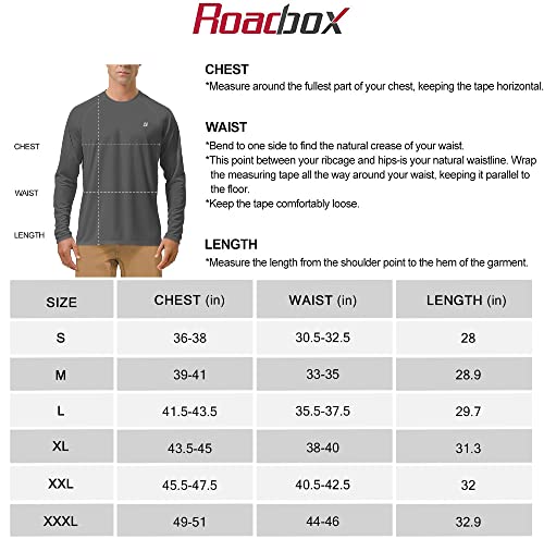 Roadbox Mens UPF 50+ UV Sun Protection Shirts Outdoor Long Sleeve SPF Diving Rash Guard for Fishing Hiking Swimming Dark Gray