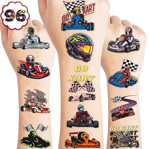 Go Kart Temporary Tattoos - 100 PCS Racing Party Favors